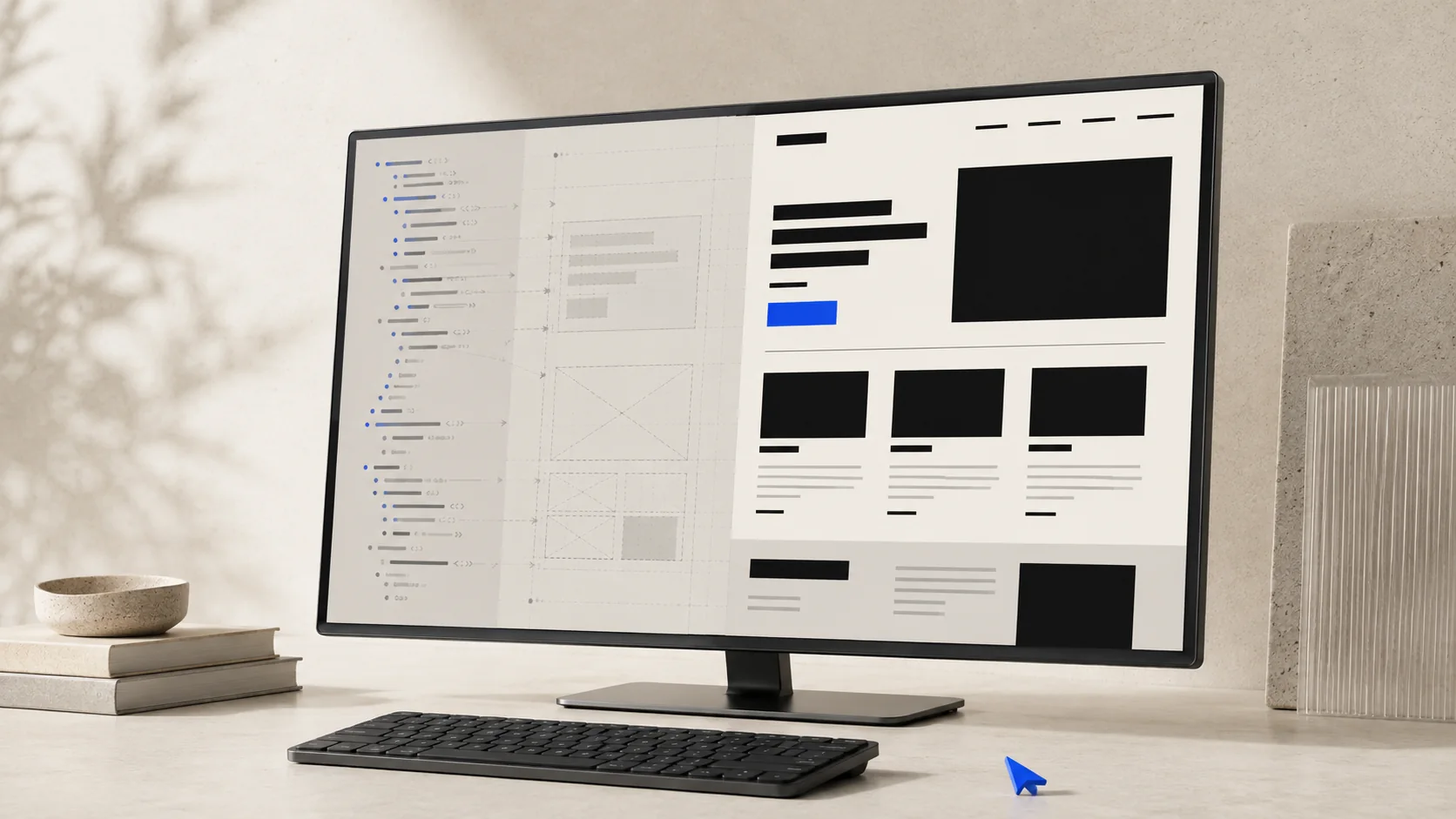A subject-focused digital editorial scene representing What Building an AI-Native Website Changed About How I Lead Product